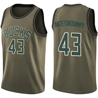 Youth Thanasis Antetokounmpo Milwaukee Bucks Green Swingman Salute to Service Jersey