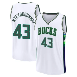 Youth Thanasis Antetokounmpo Milwaukee Bucks White Fast Break 2021/22 Replica City Edition Jersey