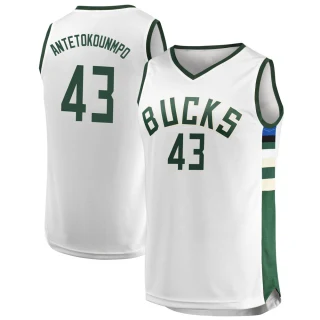 Youth Thanasis Antetokounmpo Milwaukee Bucks White Fast Break Jersey - Association Edition
