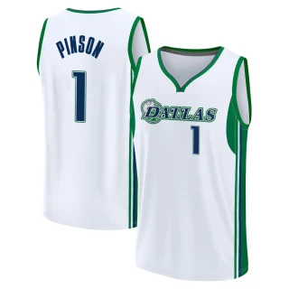 Youth Theo Pinson Dallas Mavericks White Fast Break 2021/22 Replica City Edition Jersey