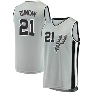Youth Tim Duncan San Antonio Spurs Fast Break Silver Jersey - Statement Edition