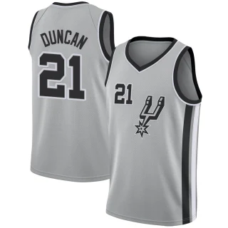 Youth Tim Duncan San Antonio Spurs Swingman Silver Jersey - Statement Edition