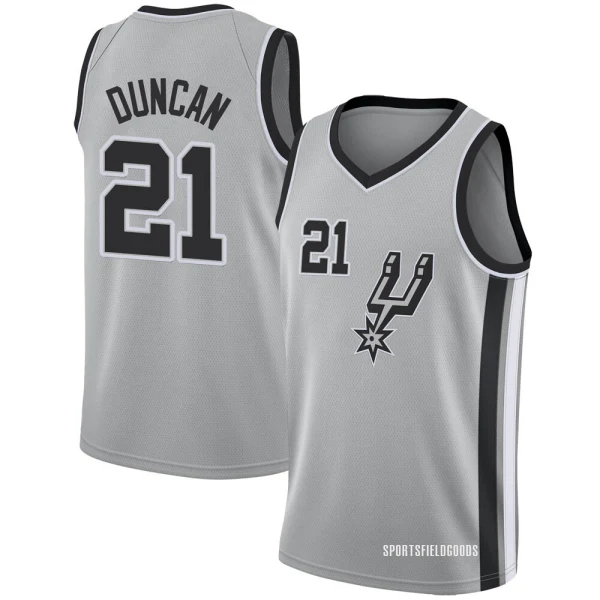 Youth Tim Duncan San Antonio Spurs Swingman Silver Jersey - Statement Edition