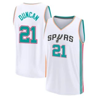 Youth Tim Duncan San Antonio Spurs White Fast Break 2021/22 Replica City Edition Jersey