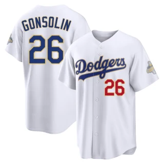 Youth Tony Gonsolin Los Angeles Dodgers Gold Limited White 2026 Collection Stadium Jersey