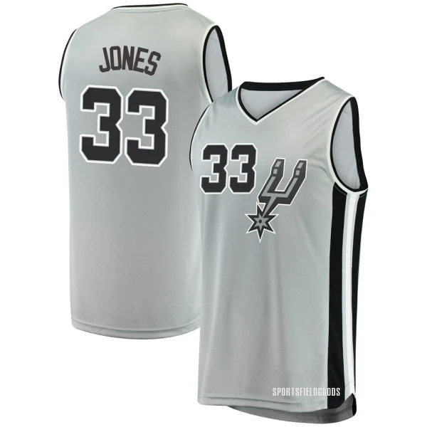 Youth Tre Jones San Antonio Spurs Fast Break Silver Jersey - Statement Edition