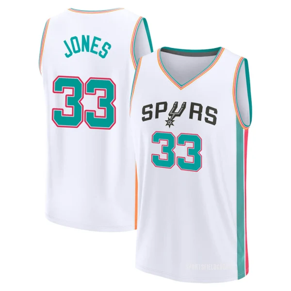 Youth Tre Jones San Antonio Spurs White Fast Break 2021/22 Replica City Edition Jersey