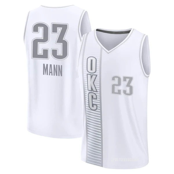 Youth Tre Mann Oklahoma City Thunder White Fast Break 2021/22 Replica City Edition Jersey