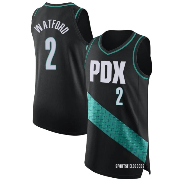 Youth Trendon Watford Portland Trail Blazers Black Authentic 2022/23 City Edition Jersey