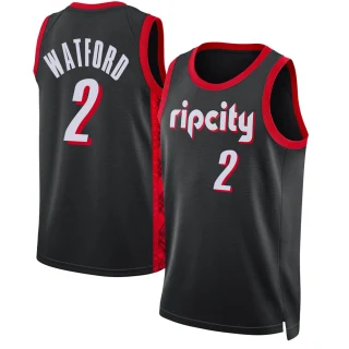 Youth Trendon Watford Portland Trail Blazers Black Swingman 2021/22 Jersey - City Edition