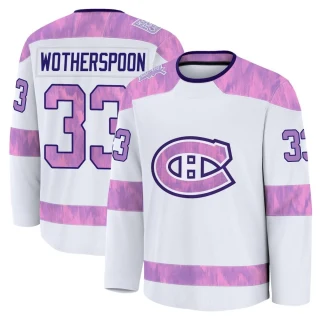 Youth Tyler Wotherspoon Montreal Canadiens White Premium 2024 Hockey Fights Cancer Practice Jersey