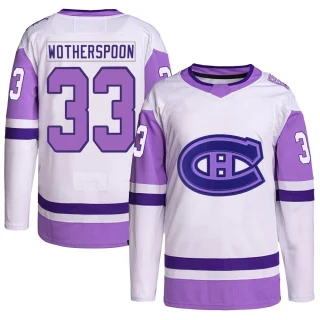 Youth Tyler Wotherspoon Montreal Canadiens White/Purple Authentic Hockey Fights Cancer Primegreen Jersey