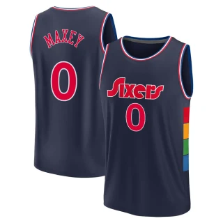 Youth Tyrese Maxey Philadelphia 76ers Navy Fast Break 2021/22 Replica City Edition Jersey