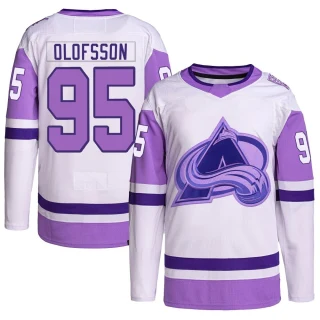 Youth Victor Olofsson Colorado Avalanche White/Purple Authentic Hockey Fights Cancer Primegreen Jersey