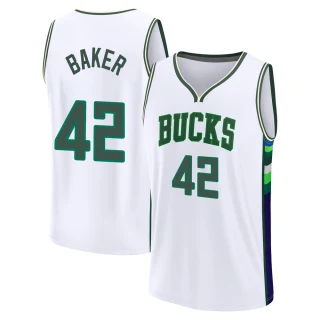 Youth Vin Baker Milwaukee Bucks White Fast Break 2021/22 Replica City Edition Jersey