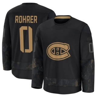 Youth Vinzenz Rohrer Montreal Canadiens Black Premium 2024 Military Appreciation Practice Jersey