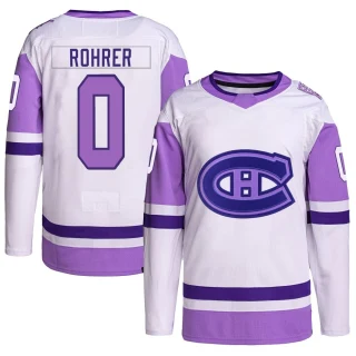 Youth Vinzenz Rohrer Montreal Canadiens White/Purple Authentic Hockey Fights Cancer Primegreen Jersey