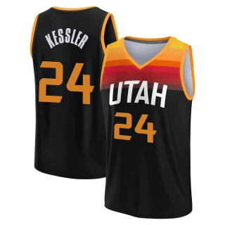 Youth Walker Kessler Utah Jazz Black Fast Break 2021/22 Replica City Edition Jersey