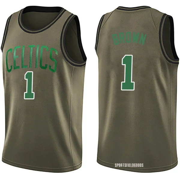 Youth Walter Brown Boston Celtics Green Swingman Salute to Service Jersey