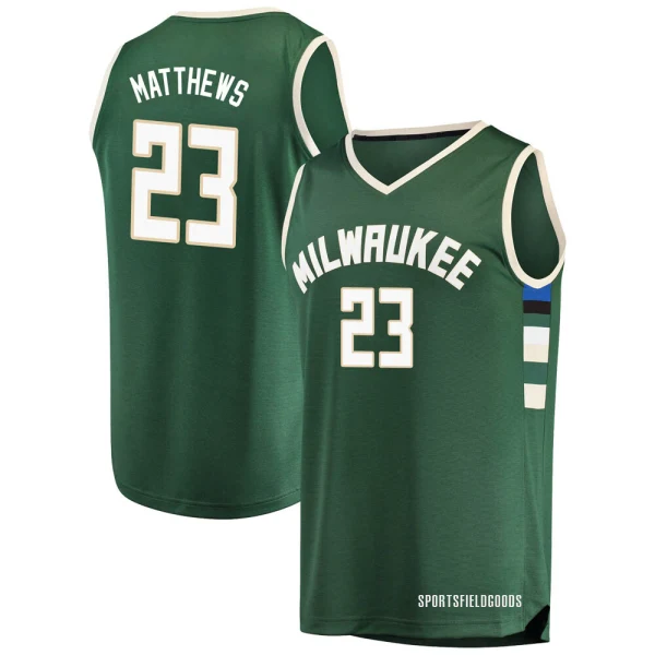 Youth Wesley Matthews Milwaukee Bucks Green Fast Break Jersey - Icon Edition
