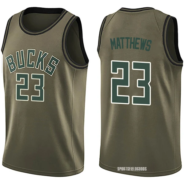 Youth Wesley Matthews Milwaukee Bucks Green Swingman Salute to Service Jersey