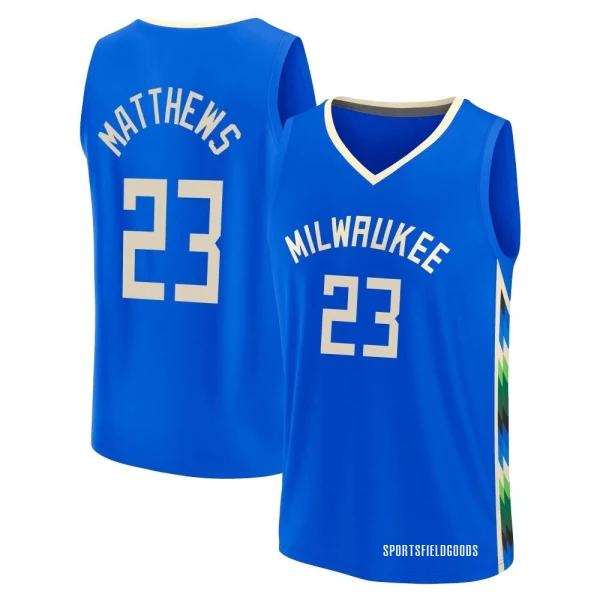 Youth Wesley Matthews Milwaukee Bucks Royal Fast Break 2022/23 City Edition Jersey