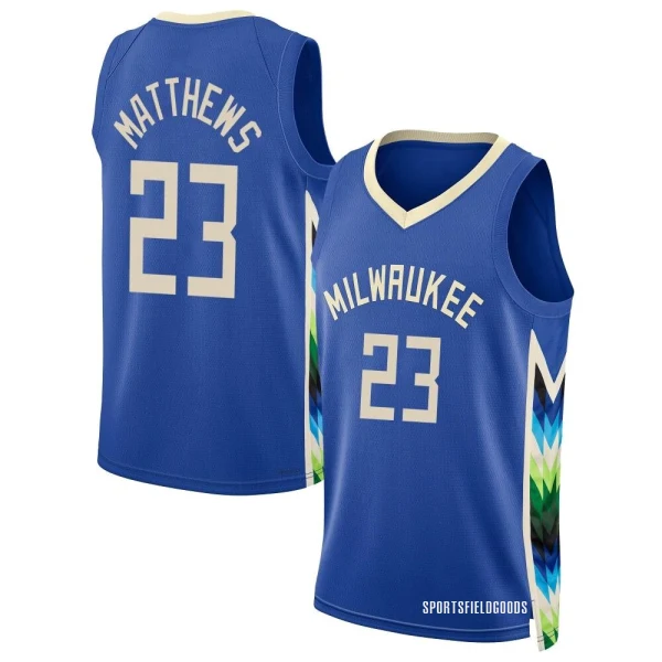 Youth Wesley Matthews Milwaukee Bucks Royal Swingman 2022/23 City Edition Jersey