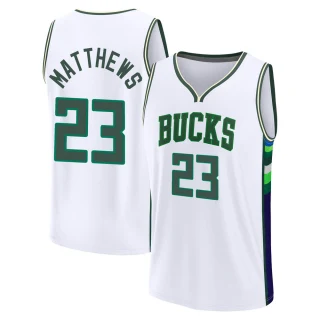 Youth Wesley Matthews Milwaukee Bucks White Fast Break 2021/22 Replica City Edition Jersey