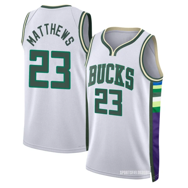 Youth Wesley Matthews Milwaukee Bucks White Swingman 2021/22 City Edition Jersey