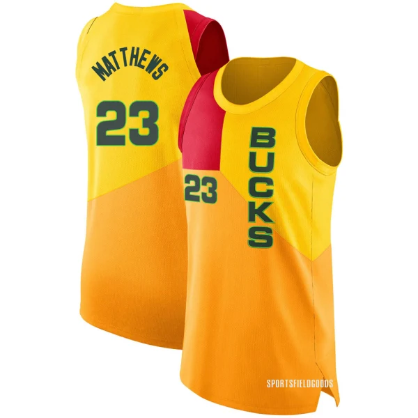 Youth Wesley Matthews Milwaukee Bucks Yellow Swingman 2018/19 Jersey - City Edition