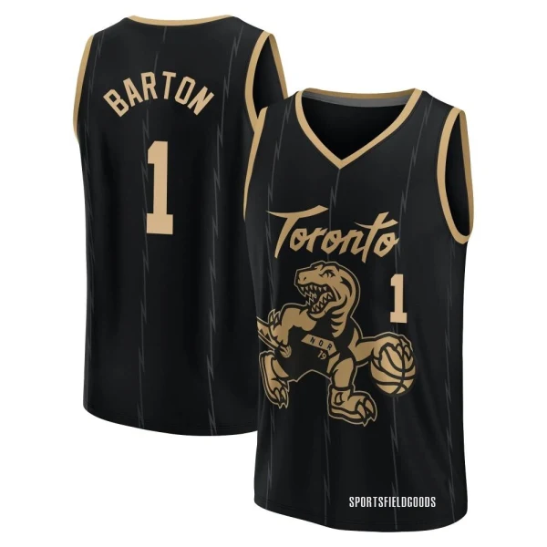 Youth Will Barton Toronto Raptors Black Fast Break 2021/22 Replica City Edition Jersey