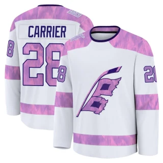 Youth William Carrier Carolina Hurricanes White Premium 2024 Hockey Fights Cancer Practice Jersey