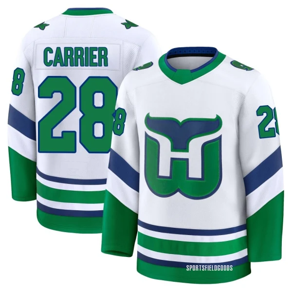 Youth William Carrier Carolina Hurricanes White Premium Throwback Jersey