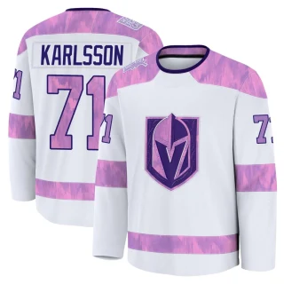Youth William Karlsson Vegas Golden Knights White Premium 2024 Hockey Fights Cancer Practice Jersey