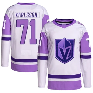 Youth William Karlsson Vegas Golden Knights White/Purple Authentic Hockey Fights Cancer Primegreen Jersey