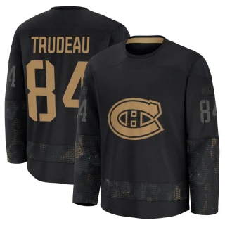 Youth William Trudeau Montreal Canadiens Black Premium 2024 Military Appreciation Practice Jersey