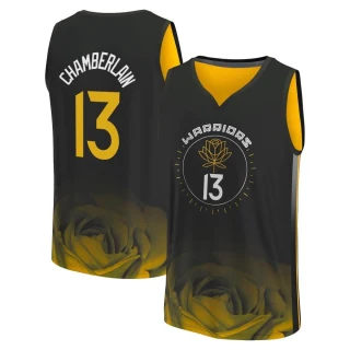 Youth Wilt Chamberlain Golden State Warriors Gold Fast Break Black 2022/23 City Edition Jersey