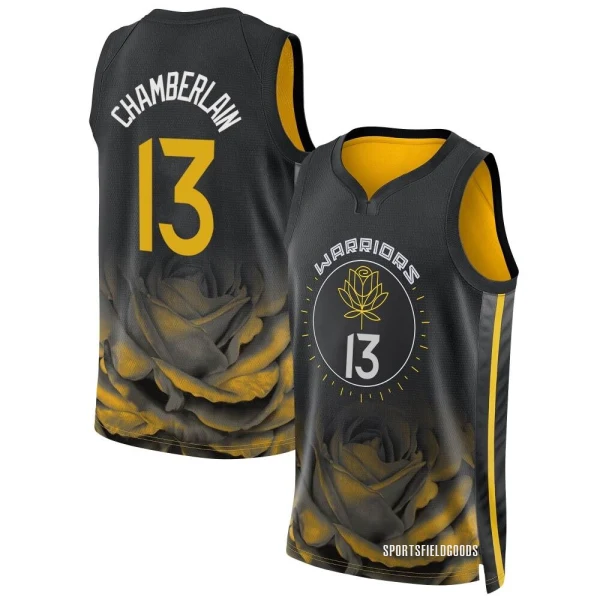 Youth Wilt Chamberlain Golden State Warriors Gold Swingman Black 2022/23 City Edition Jersey