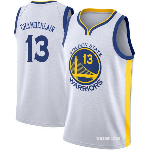 Youth Wilt Chamberlain Golden State Warriors Gold Swingman White Jersey - Association Edition