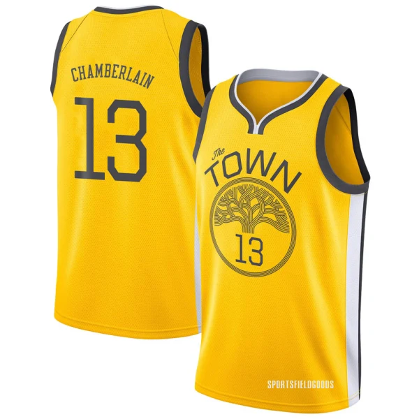 Youth Wilt Chamberlain Golden State Warriors Gold Swingman Yellow 2018/19 Jersey - Earned Edition