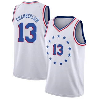 Youth Wilt Chamberlain Philadelphia 76ers White Swingman 2018/19 Jersey - Earned Edition