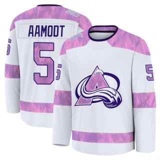 Youth Wyatt Aamodt Colorado Avalanche White Premium 2024 Hockey Fights Cancer Practice Jersey
