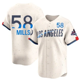 Youth Wyatt Mills Los Angeles Dodgers Cream Limited 2024 City Connect World Series Champions Jersey