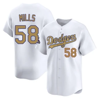 Youth Wyatt Mills Los Angeles Dodgers Gold Limited White 2025 Collection Jersey