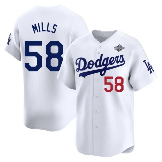 Youth Wyatt Mills Los Angeles Dodgers White Limited Home 2025 World Series Jersey