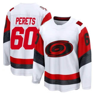 Youth Yaniv Perets Carolina Hurricanes White Breakaway Away 2025 Jersey