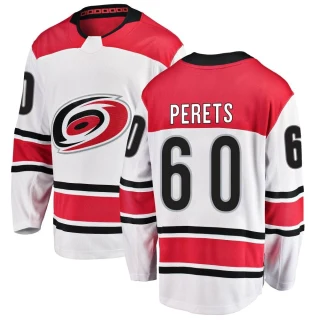 Youth Yaniv Perets Carolina Hurricanes White Breakaway Away Jersey
