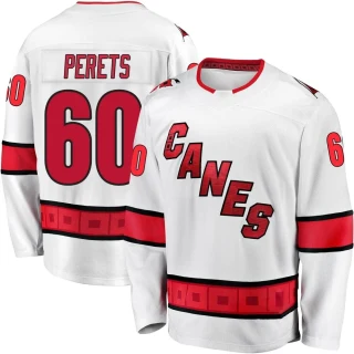 Youth Yaniv Perets Carolina Hurricanes White Breakaway Away Premier Jersey