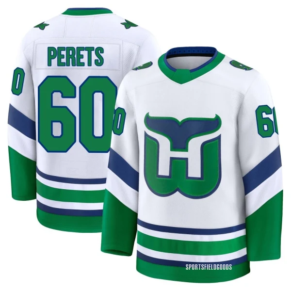 Youth Yaniv Perets Carolina Hurricanes White Premium Throwback Jersey