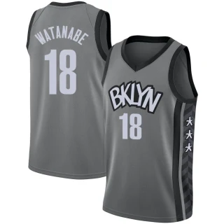 Youth Yuta Watanabe Brooklyn Nets Gray Swingman Jordan Brand 2020/21 Jersey - Statement Edition